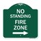 Signmission No Standing Fire Zone W/ Right Arrow, Green & White Aluminum Sign, 18" x 18", GW-1818-23585 A-DES-GW-1818-23585 - alternate 1